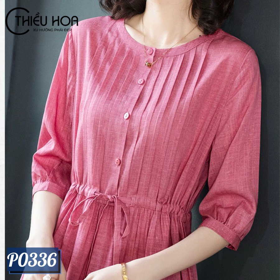 Đầm Thiết kế Thiều Hoa chất liệu tơ xước thoáng mát trẻ trung P0336