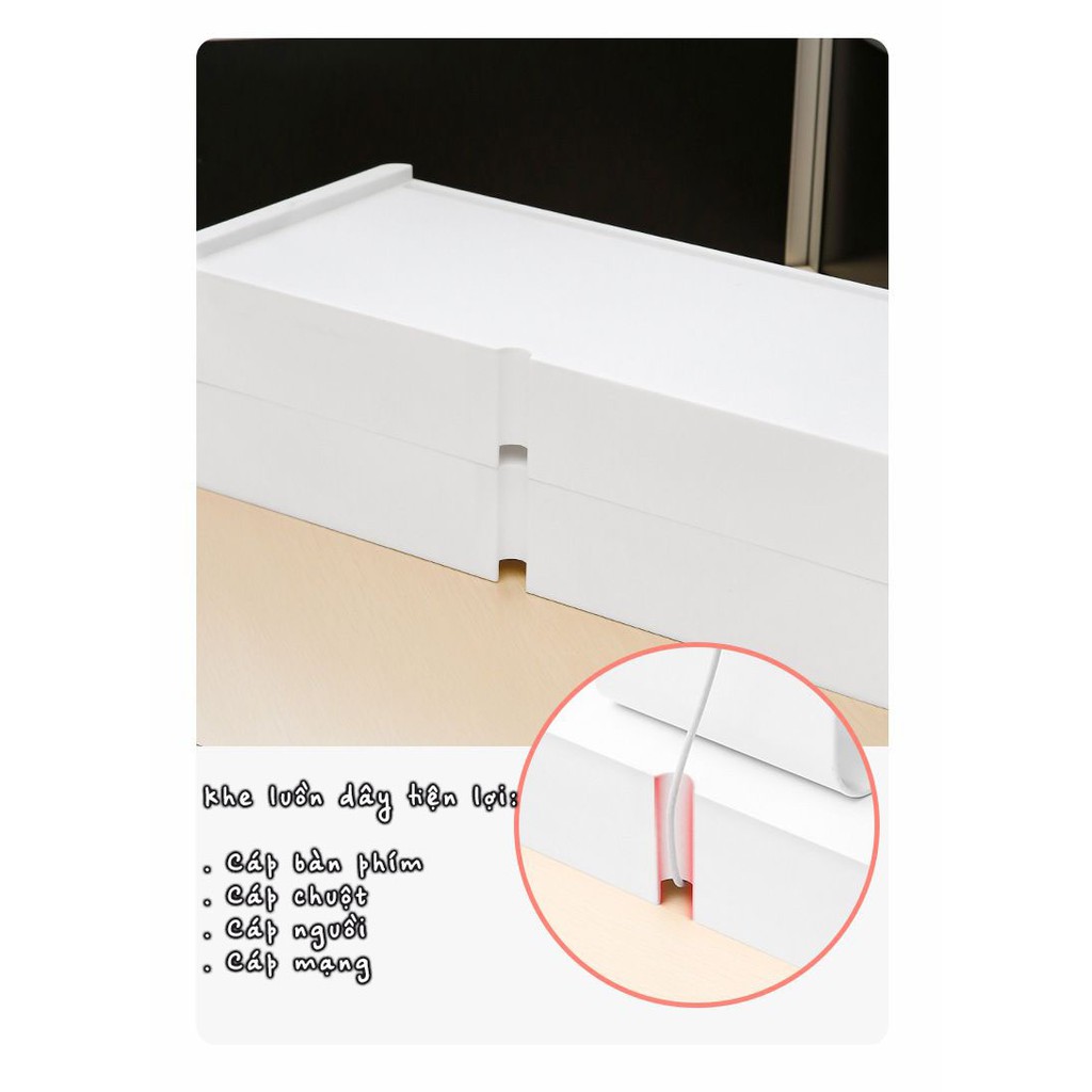 Kệ nâng màn hình máy tính đa năng có ngăn kéo và giá đỡ điện thoại tiện dụng