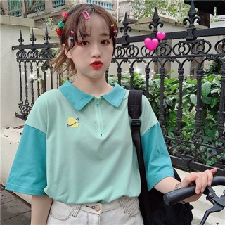 Áo polo tay phối màu