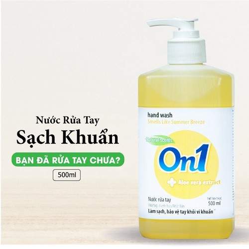 COMBO 2 chai Nước rửa tay sạch khuẩn On1 500ml hương BamBoo Charcoal và Chanh YUZU