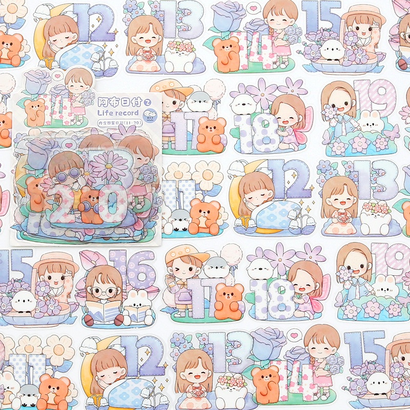Set 30 miếng hình dán không thấm nước, Túi sticker họa tiết Telado xinh xắn trang trí sổ tay, sticker cute