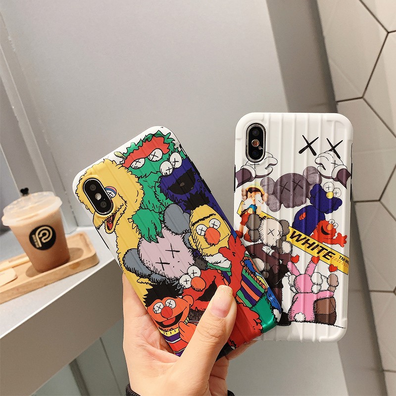 ỐP LƯNG SESAME STREET - KAWS ( IN PHỦ BÓNG ) - ỐP IPHONE DẺO NỔI SỌC - VALI 3D