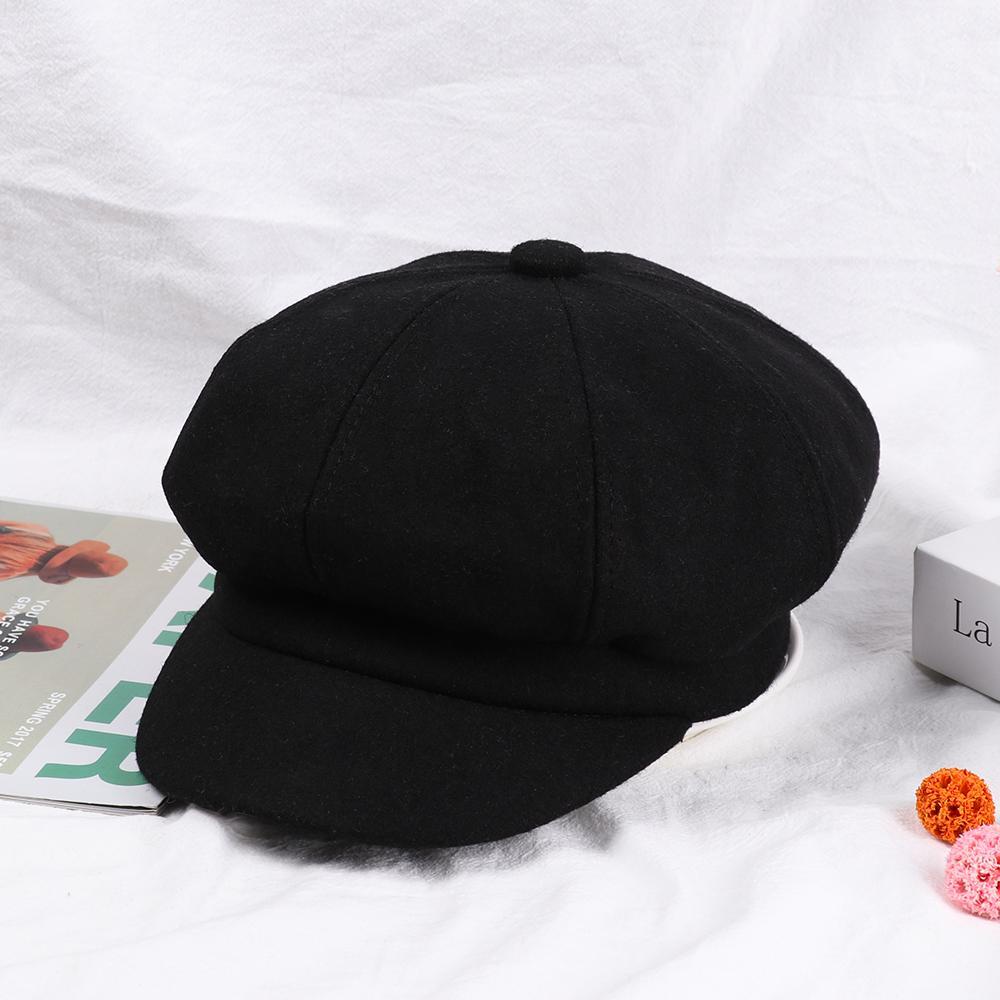 Mũ Beret Vải Cotton Màu Đen Xám Thời Trang Thu Đông Cho Nữ