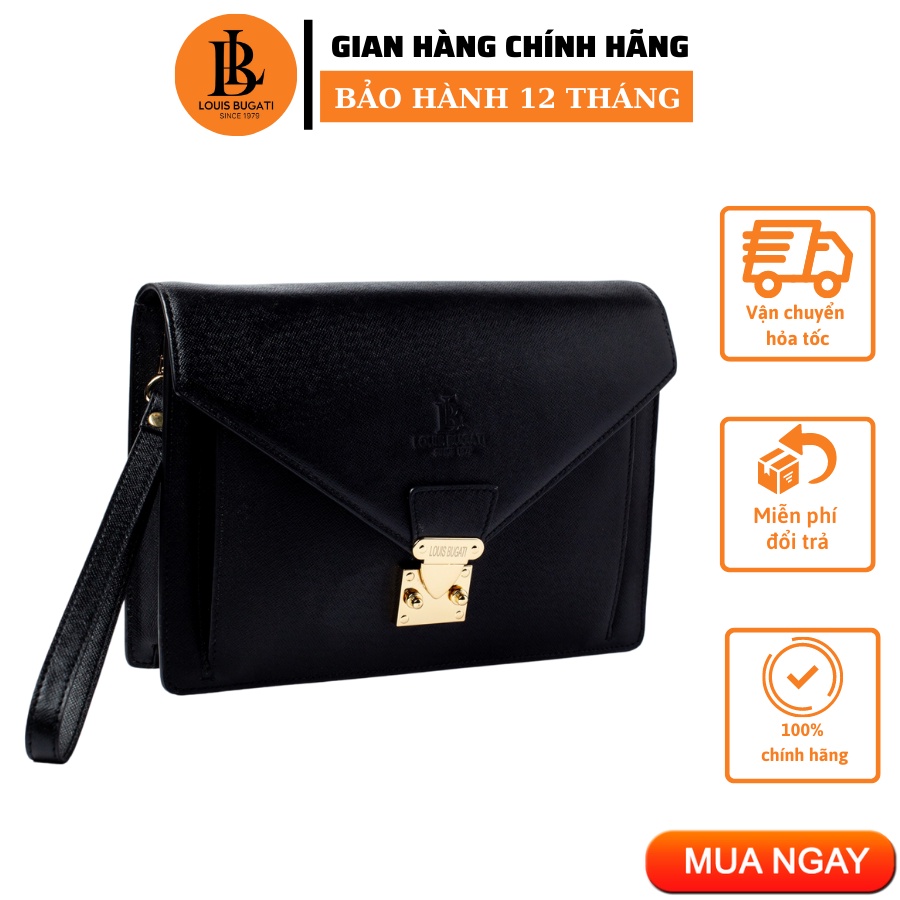 Ví Clutch Nam Cầm Tay Hàng Hiệu LOUIS BUGATI Cao Cấp LBCM02 Đen