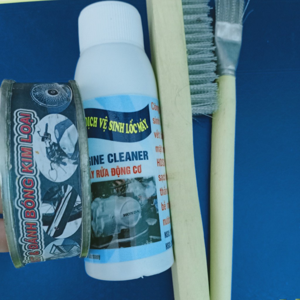 Combo 3 lọ Tẩy lốc máy, 1 lọ đánh rỉ, 1 lọ bóng và 1 bộ chổi