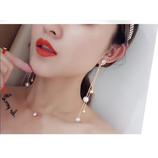 Bông Tai Chuỗi Dài Châu Vàng