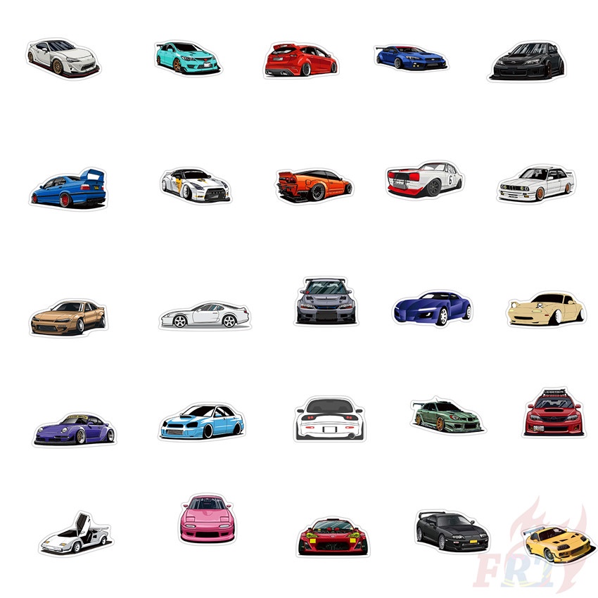 50Pcs/Set ❉ HellaFlush SuperRun Supercar & Hot Rod Series 04 - JDM Racing Cars Stickers ❉ DIY Fashion Mixed Waterproof Doodle Decals Stickers