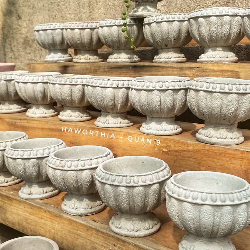 FREESHIP Chậu xi măng hình ly vintage cổ điển SP035