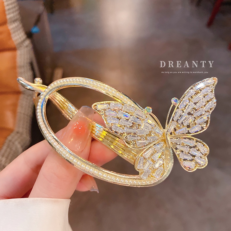 Kẹp Tóc Hình Bướm Đính Ngọc Trai Sang Trọng