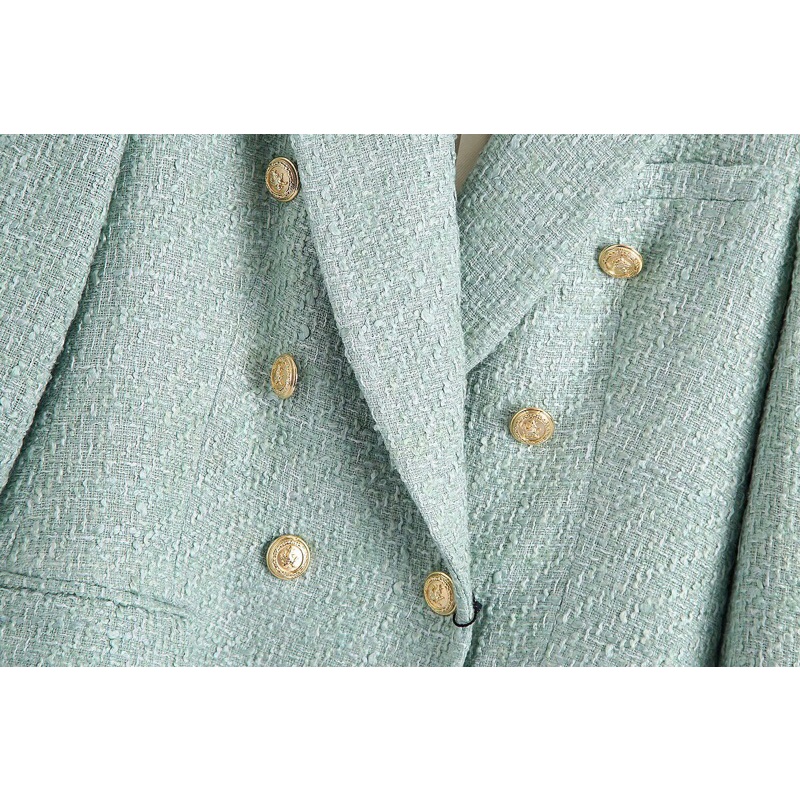 ÁO DẠ TWEED DÁNG BLAZER MÀU XANH MINT