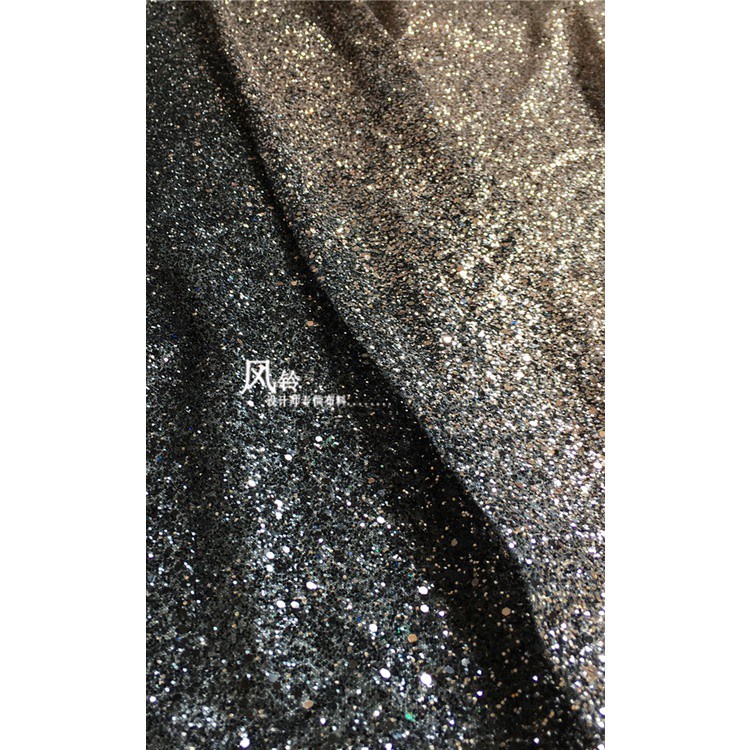 Tấm Vải Đính Sequin Lấp Lánh Màu Đen / Vàng / Bạc Dùng May Đầm