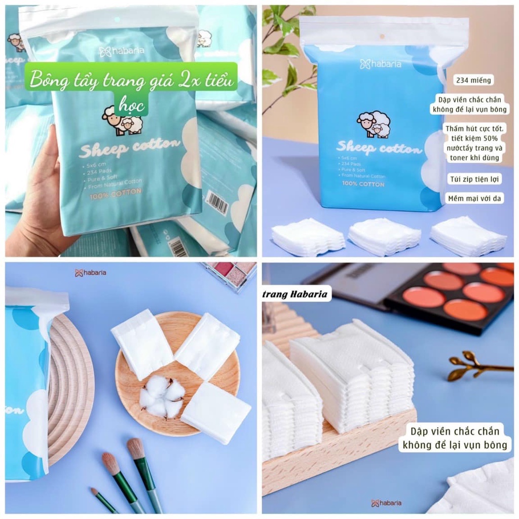 Bông Tẩy Trang Habaria Sheep Cotton 234 Miếng