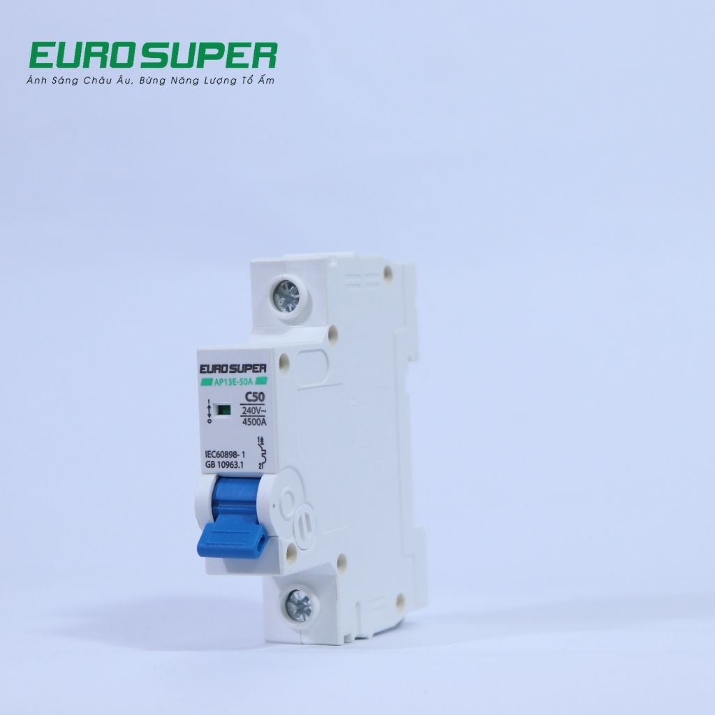 Aptomat Đơn EUROSUPER Dòng Cắt 4.5KA Tự Động Ngắt Điện, Chống Dò, Quá Tải Cho Các Thiết Bị Điện 16A - 63A