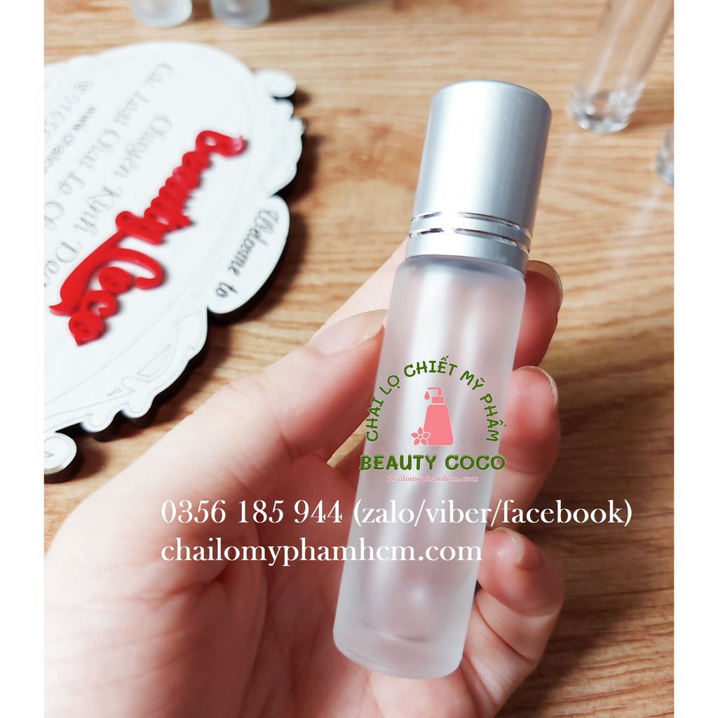 Chai bi lăn 10ml nắp bạc lọ thủy tinh chiết nước hoa đựng dầu dừa