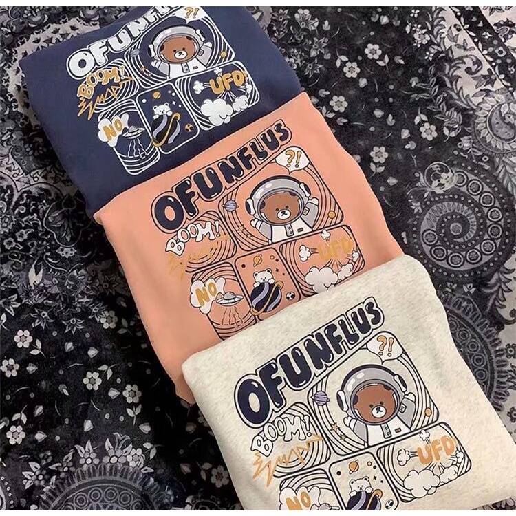 Áo hoodie tay dài dáng rộng in họa tiết hoạt hình phong cách Hàn Quốc thời trang mùa đông 3 màu size M - 5XL