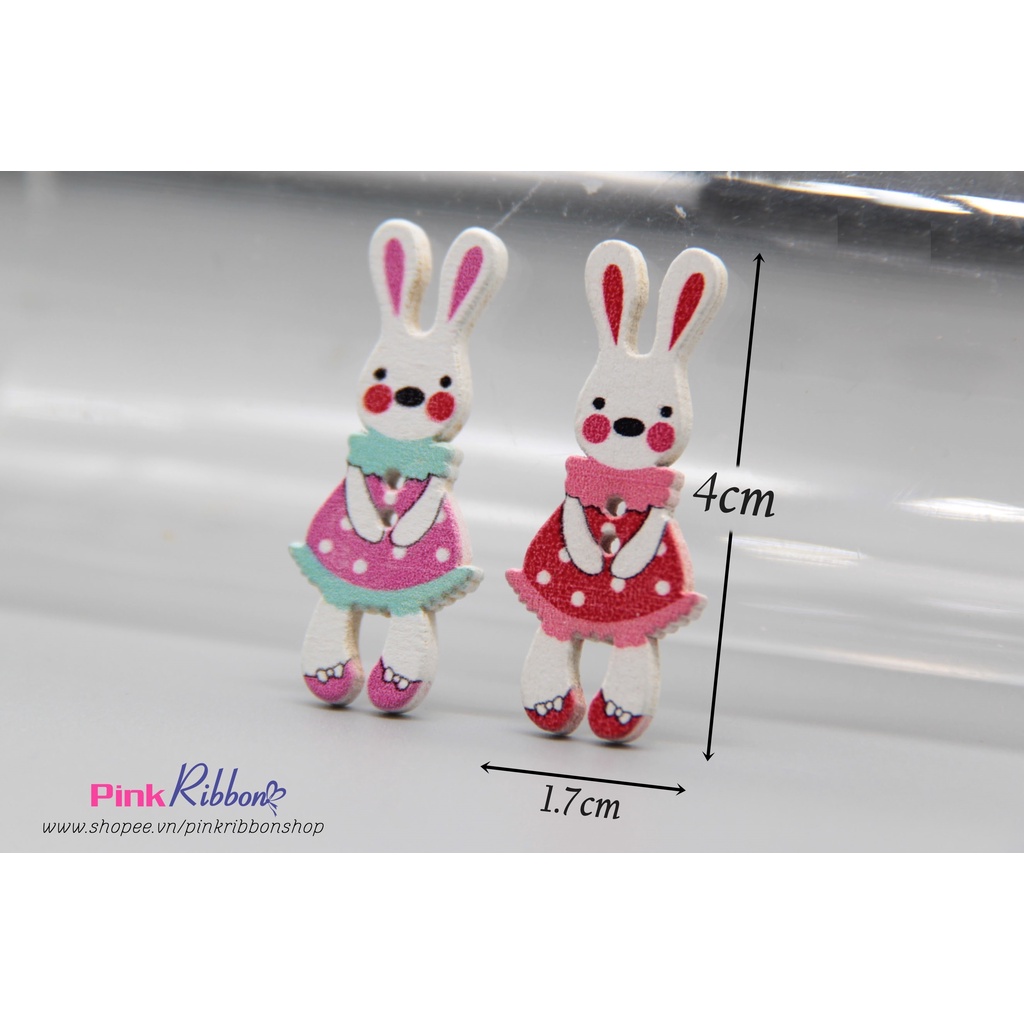 [Set 5c] Thỏ gỗ trắng cỡ 4cm x 1.7cm