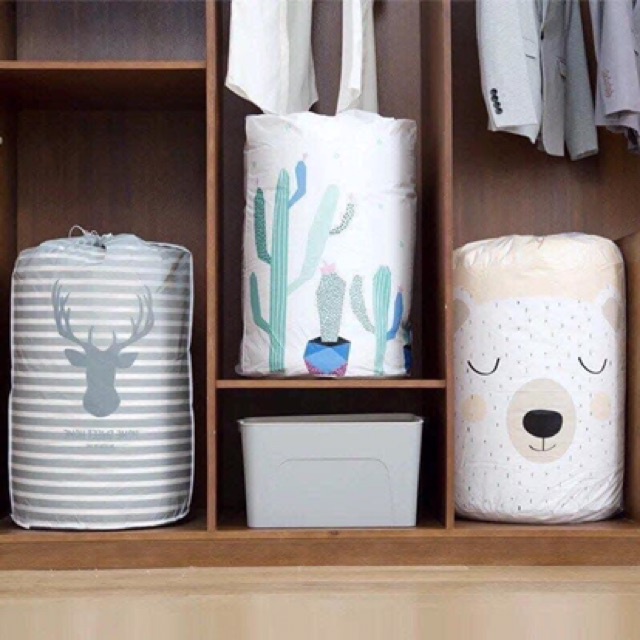 Túi đựng chăn màn quần áo đa năng 135 lít chống ẩm gấp gọn xuất Nhật cỡ lớn 2466 Korea Store 88