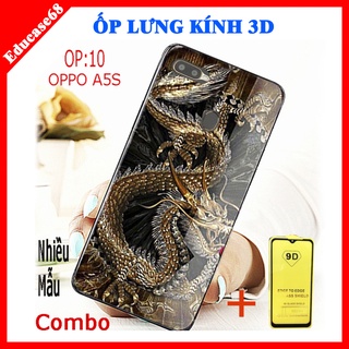 COMBO ốp lưng KÍNH 3D OPPO A5S  SANG TRỌNG, TRẺ TRUNG (TẶNG KÈM 1 kính cường lực full màn hình ) Educase68