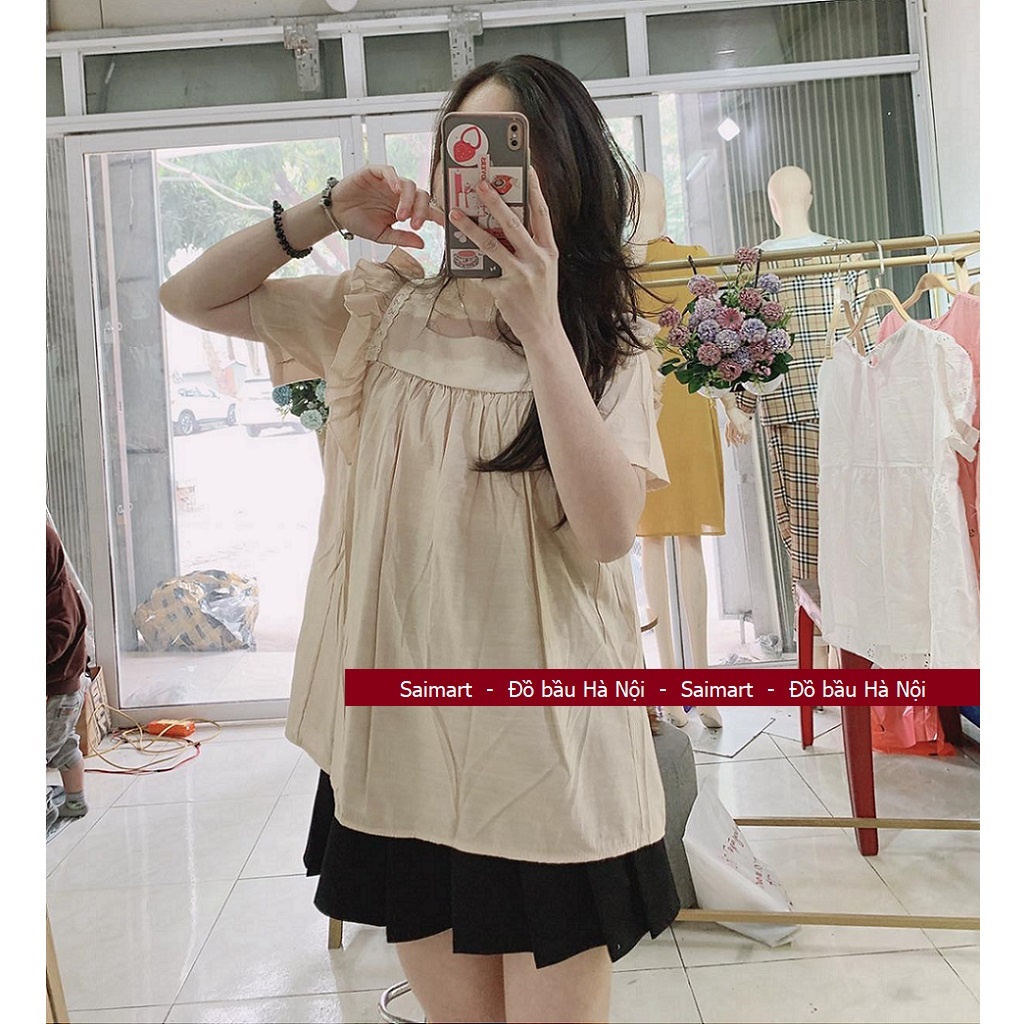 Áo bầu mẫu mới, chất đũi lụa mềm mát, dáng xinh. Freesize dưới 67kg