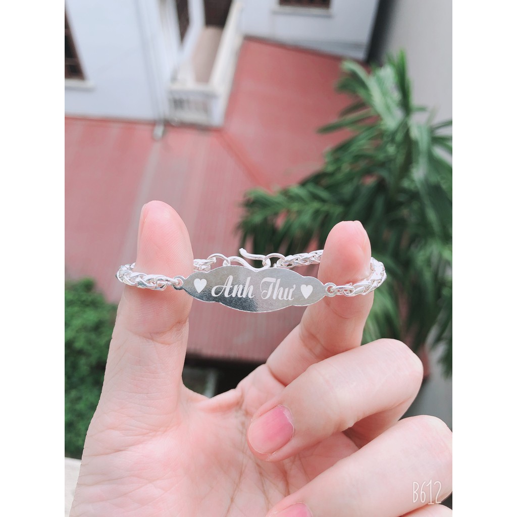 Lắc bạc ta khắc tên bé yêu VB4 mặt mây. Miễn phí khắc tên - HaLi Jewelry