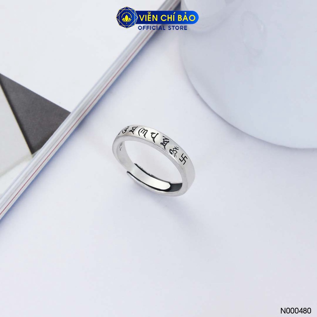 Nhẫn bạc nữ Lục tự chân ngôn bạc Thái 925 thời trang phụ kiện trang sức nữ thương hiệu Viễn Chí Bảo N000480