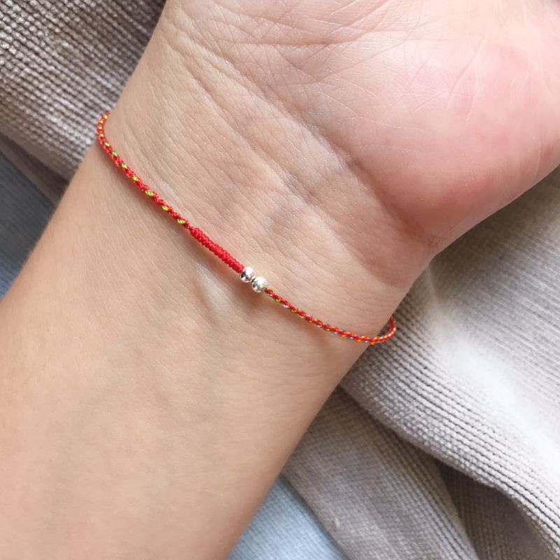 Vòng Đan Dây Chỉ Đỏ Ngũ Sắc Bi Bạc ( Thông báo size cổ tay )