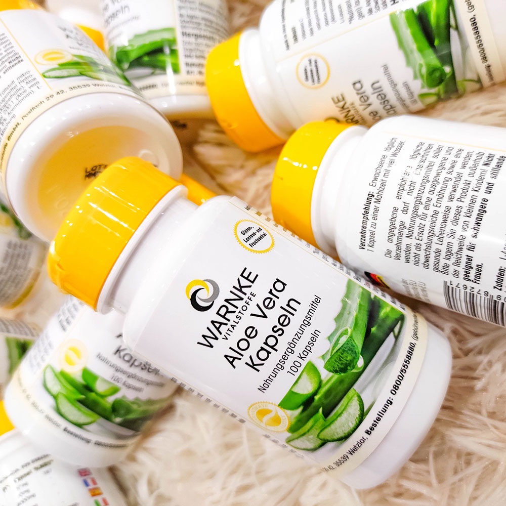 Viên uống cấp ẩm cho da Warnke Aloe Vera Kapseln chiết xuất từ lô hội 100 viên