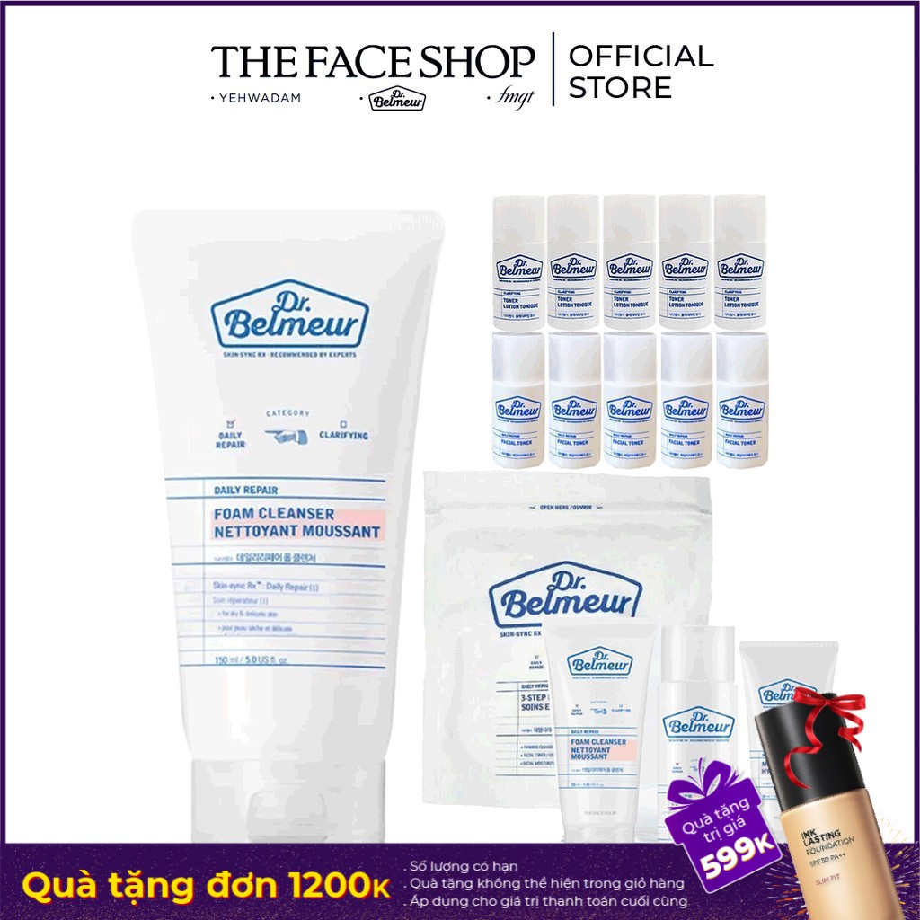 [Mã FMCG100K - 10% đơn 500K] Bộ Sữa Rửa Mặt Dành Cho Da Nhạy Cảm Dr. Belmeur TheFaceshop & Bộ Dưỡng Da & 10 Toner | BigBuy360 - bigbuy360.vn