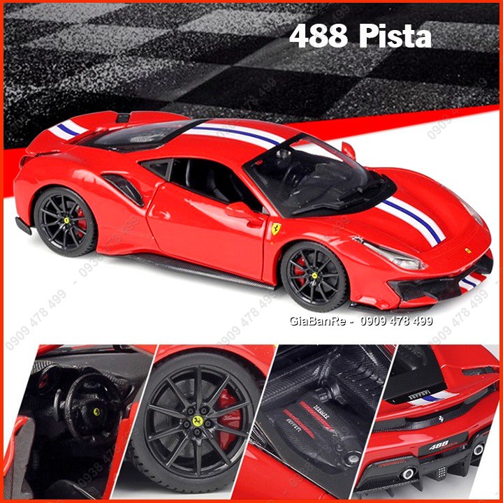 Xe Mô Hình Kim Loại Ferrari 488 Pista Tỉ Lệ 1:24- Bburago - Đỏ - 8131 1