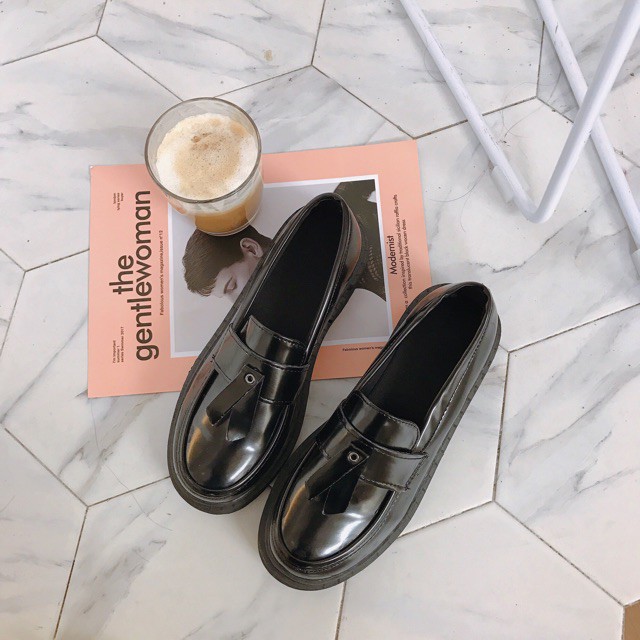 [ORDER] Giày ulzzang da bóng tua rua (ảnh thật ở cuối)
