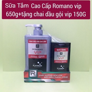 Sữa tắm cao cấp vip romano 650g tặng dầu gội vip 150g