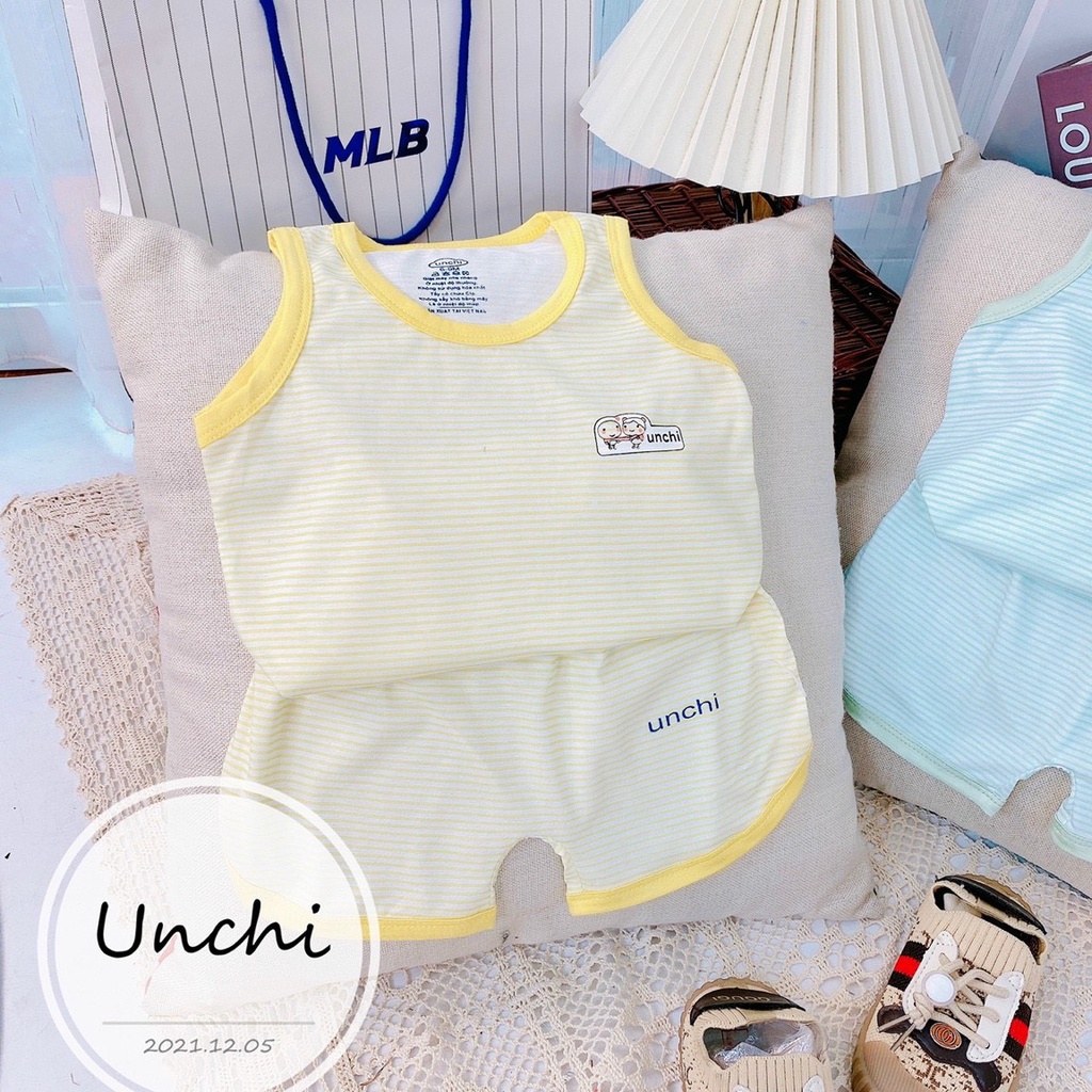 Bộ ba lỗ Unchi chất cotton tre phối kẻ viền màu cực đẹp cho bé trai bé gái Namkidshop (QATE406)