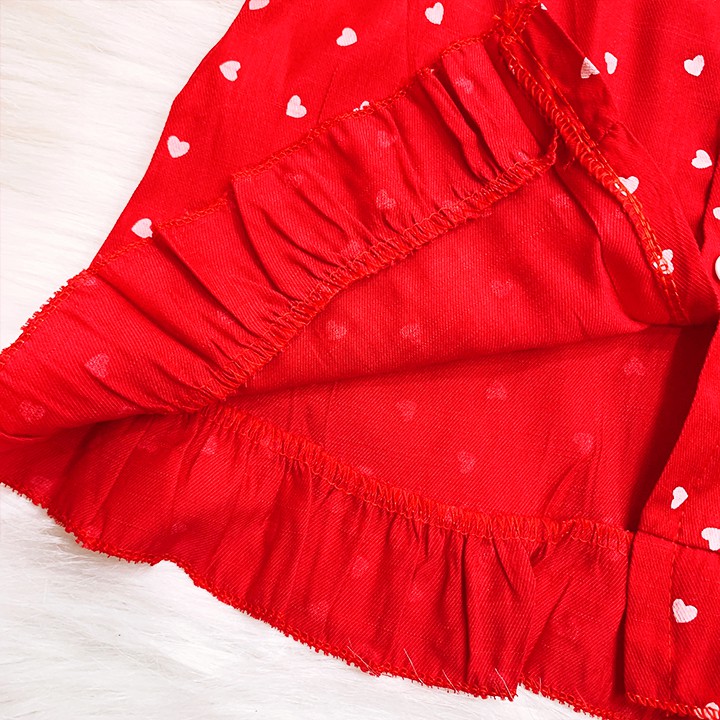 Đầm đỏ chấm bi cho bé 8-23kg chất lụa mềm nhẹ mát phối cổ bèo cho bé thêm xinh yêu BBShine – D080