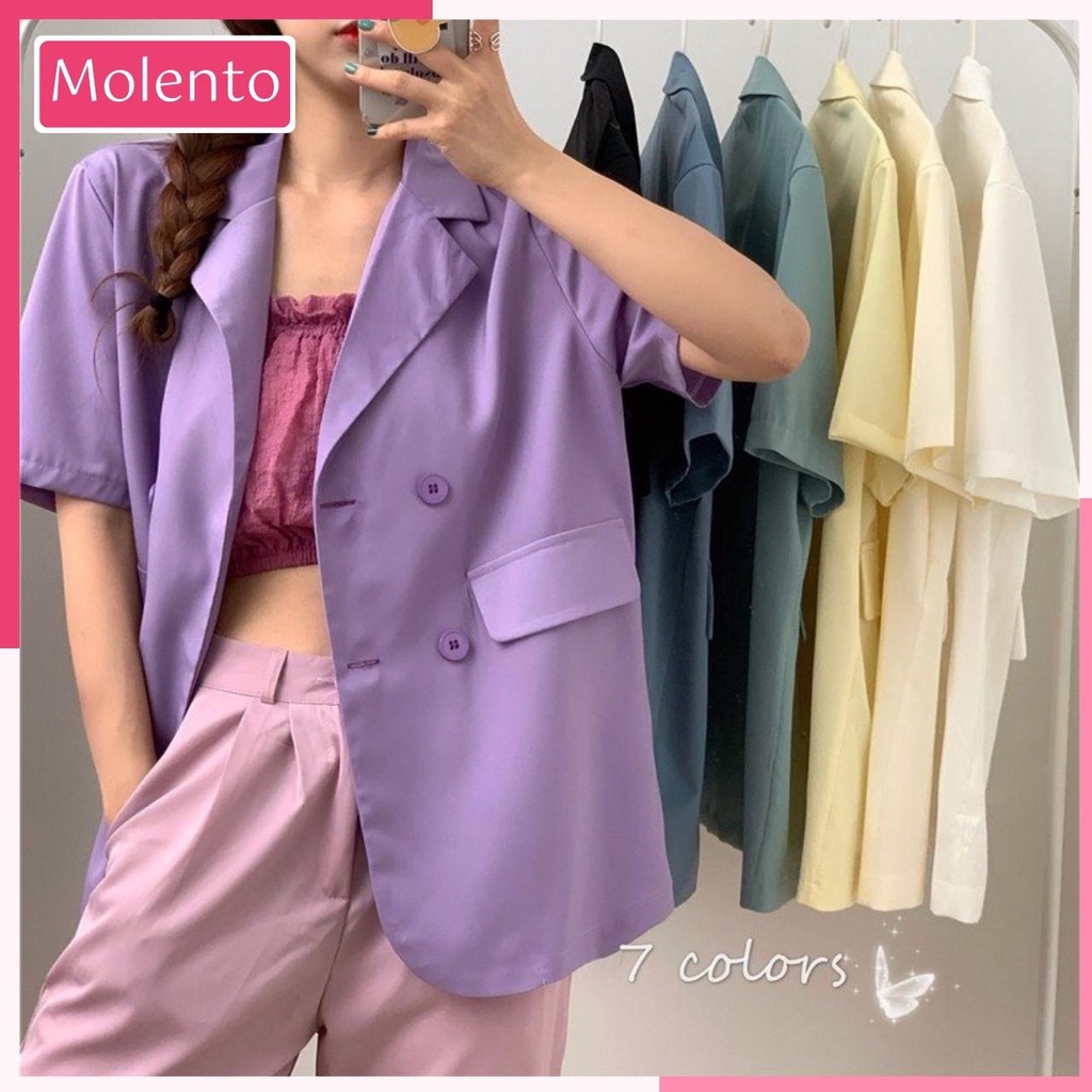 Áo Blazer Nữ Tay Ngắn Molento Áo Vest Nữ Blazer Hàn Quốc Cao Cấp Chất Vải Dầy Dặn Đứng Dáng Không Xù Bai Nhão - M115