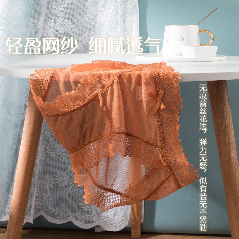 Quần Lót Cotton Phối Ren Lưới Trong Suốt Thoáng Khí Quyến Rũ Cho Nữ