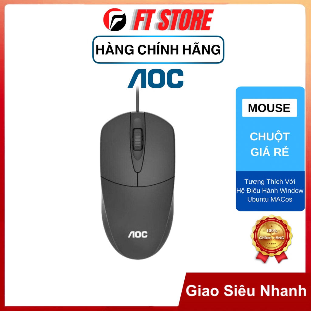 [GIAO HÀNG NHANH] Chuột văn phòng giá rẻ AOC MS121 dây USB 1200 DPI