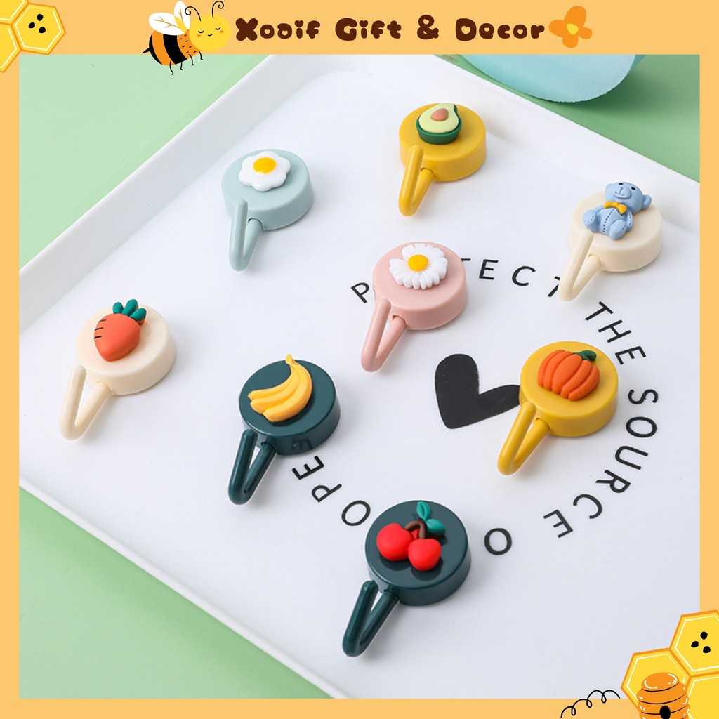 Móc dán tường cute, móc dính tường trang trí, móc treo đồ đa năng, nhiều hình dáng dễ thương DIY