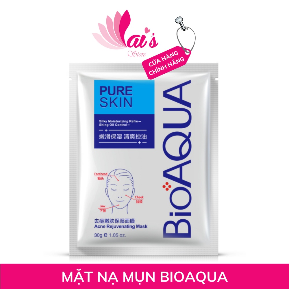 Mặt Nạ Ngừa Mụn Pure Skin BIOAQUA, Ngăn Ngừa Mụn Đỏ, Trứng Cá, Cám, Kiềm Dầu Mask Nội Địa Trung
