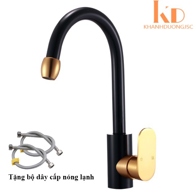 Vòi rửa chén bát nóng lạnh gắn chậu chất liệu mạ sơn tĩnh điện KD36 (DÁNG TRÒN) + Tặng dây cấp nóng lạnh