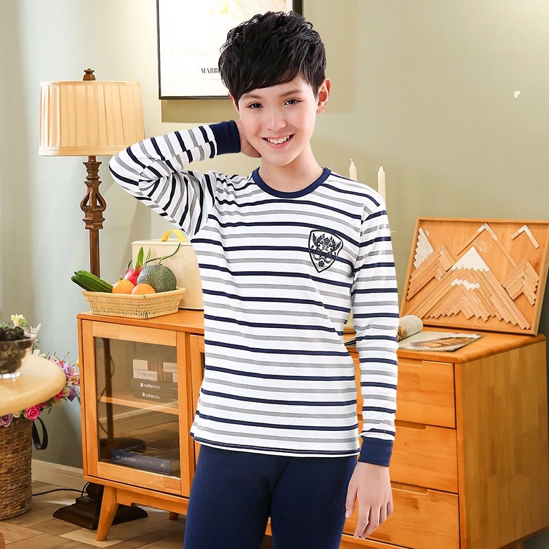 Teen Kids Clothes 2pcs/set Cotton Sleepwear 8-18Yrs Boy Pajamas Suit Cartoon Bear Homewear