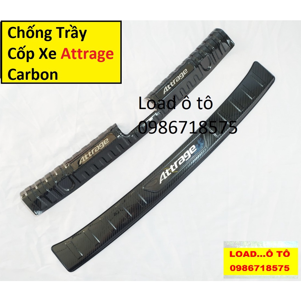 Ốp Bậc Cửa, Nẹp Bước Chân, Cốp Sau Xe Mitsubishi Attrage 2022-2018 Hàng Vân Carbon Cao Cấp