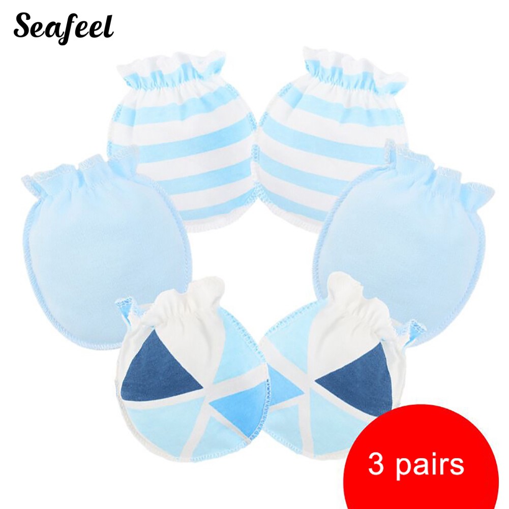 Set 3 Đôi Găng Tay Cotton Chống Trầy Xước Cho Bé Sơ Sinh