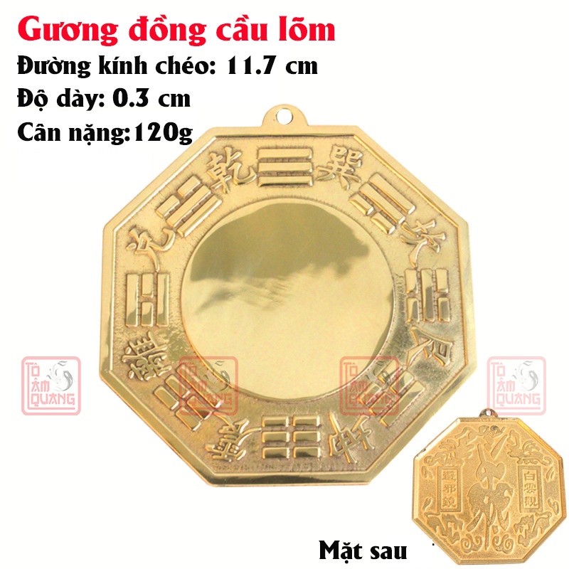 Gương bát quái cầu lồi / lõm/ Thái Cực bằng đồng thau xua đuổi tà ma -  Trấn trạch mang lại bình an - TÔ TÂM QUANG