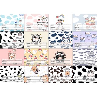 nhãn vở bò sữa NV59 nhãn vở hoạt hình set 16 chiếc có keo dán sẵn