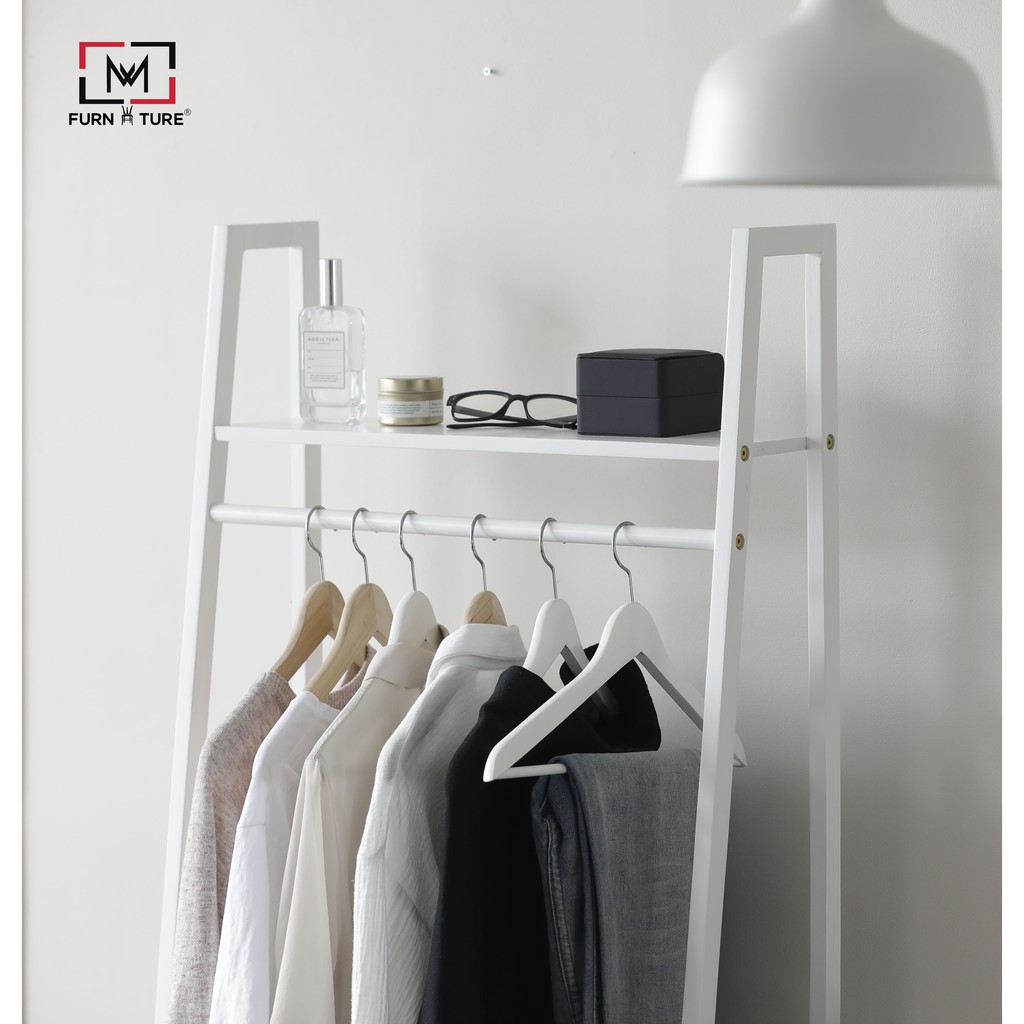 GIÁ TREO ĐỒ HÌNH THANG XUẤT KHẨU- LADDER HANGER FULL WHITE