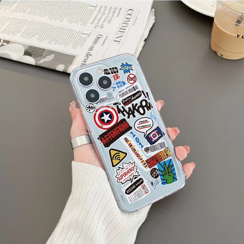 Ốp Điện Thoại TPU Gel Đệm Khí Chống Rơi Màu Trong Suốt Hình iron Man Cho iPhone 13 Pro Max 14 12 11 XR 8 7 SE 2022