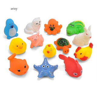 ♞13Pcs Baby Kid Animal Duck Rabbit Cat Bath Time Squeaky Water Floating Toys