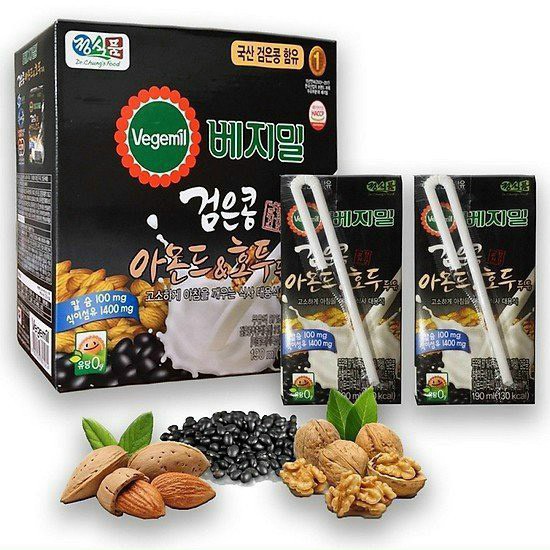 [ÍT ĐƯỜNG- VEGEMIL ][Date MỚI] SỮA HẠT  ÓC CHÓ HẠNH NHÂN ĐẬU ĐEN HÀN QUỐC -  THÙNG 16 hộp x 190ml- Sữa Nhập khẩu