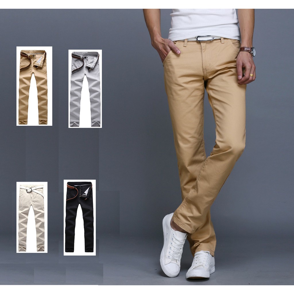 ▣☏Quần kaki ống côn dáng ôm slimfit kiểu Hàn Quốc vải nhẹ mỏng thoải mái cao cấp KK1M