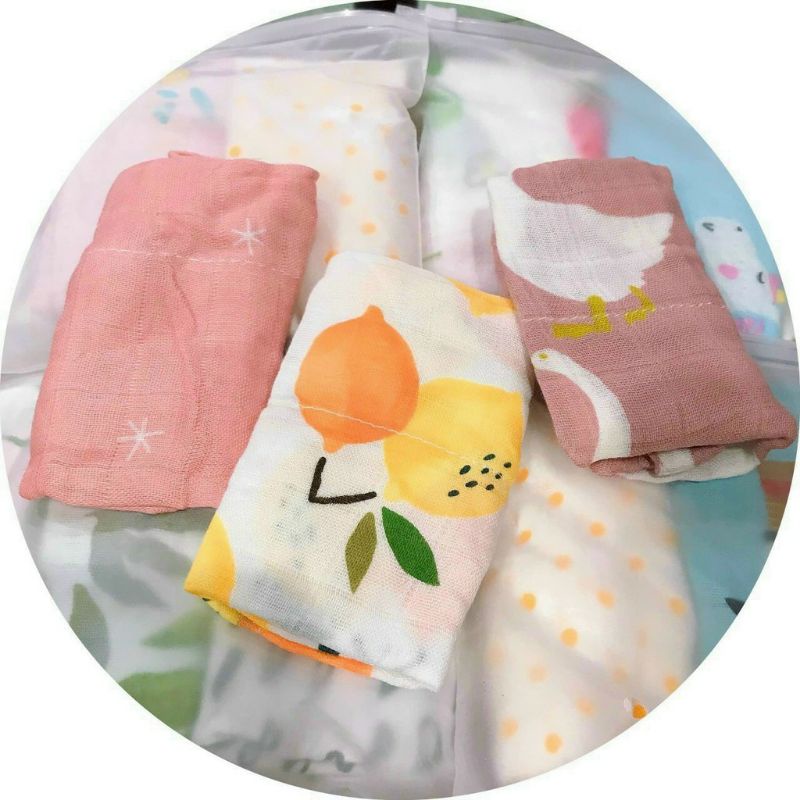 Set 3 khăn muslin tree sợi tre kích thước 30*30cm mềm mại, thấm hút nhanh an toàn cho bé sơ sinh